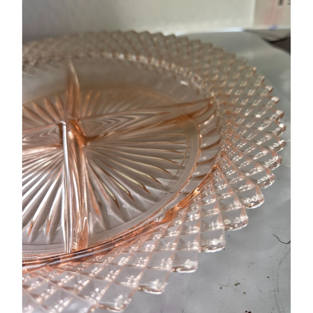 Miss America Pink 4-Part Relish Dish 1930's Depression Glass - Picture 3 of 4